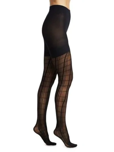 Spanx Geo Plaid Tight-end Tights In Very Black