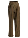 R13 Triple Pleat Plaid Wool Crossover Trousers