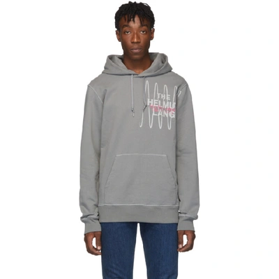 Helmut Lang Logo-embroidered Printed Loopback Cotton-jersey Hoodie In Pebble