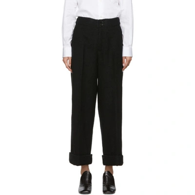 Yohji Yamamoto Black Vintage Flannel Mackin Trousers In 1 Black