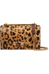 ALEXANDER MCQUEEN JEWELLED SATCHEL EMBELLISHED LEATHER AND LEOPARD-PRINT CALF-HAIR SHOULDER BAG