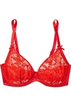 FLEUR DU MAL MAGNOLIA CORDED LACE AND SATIN UNDERWIRED SOFT-CUP BRA