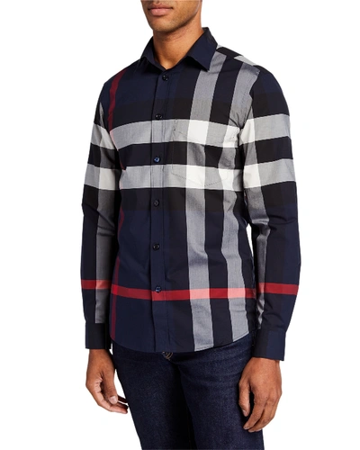 BURBERRY MEN'S SOMERTON CHECK SPORT SHIRT,PROD151320157