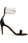 ALEXANDRE VAUTHIER COCO FAUX PEARL AND CRYSTAL-EMBELLISHED PVC AND SUEDE SANDALS
