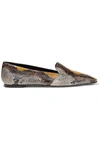 AEYDE AURORA SNAKE-EFFECT LEATHER LOAFERS