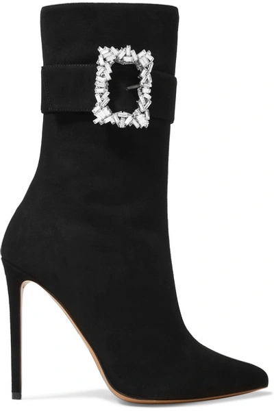 Alexandre Vauthier Roos Crystal-embellished Suede Ankle Boots In Black