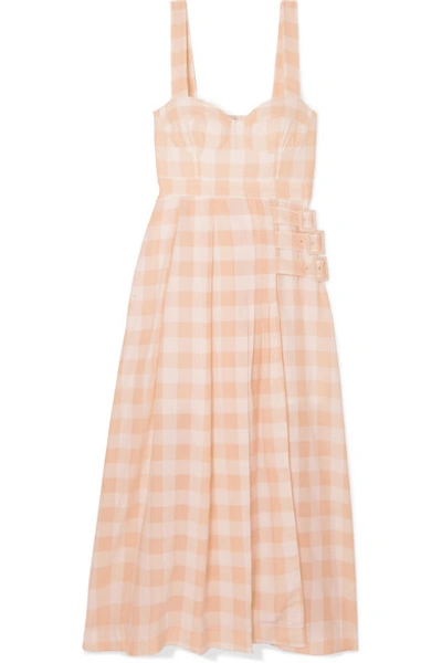 Alice Mccall Pink Moon Buckled Gingham Cotton-blend Midi Dress In Blush
