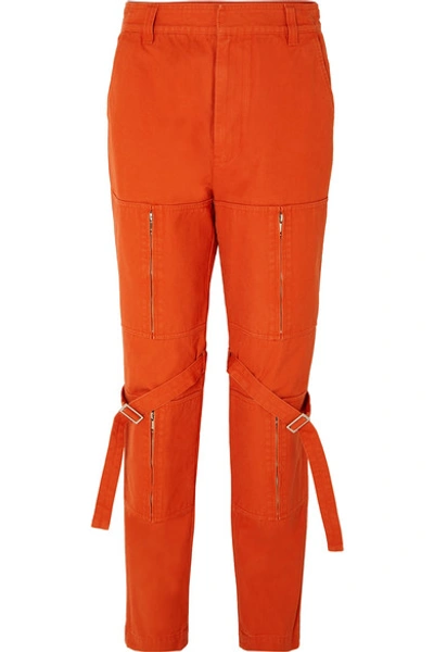 Ambush Zip-detailed Cotton-canvas Pants In Orange