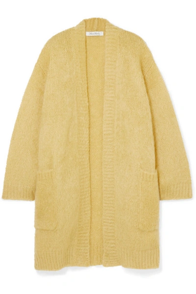 Max Mara Sampang Oversized Mohair-blend Cardigan In Yellow