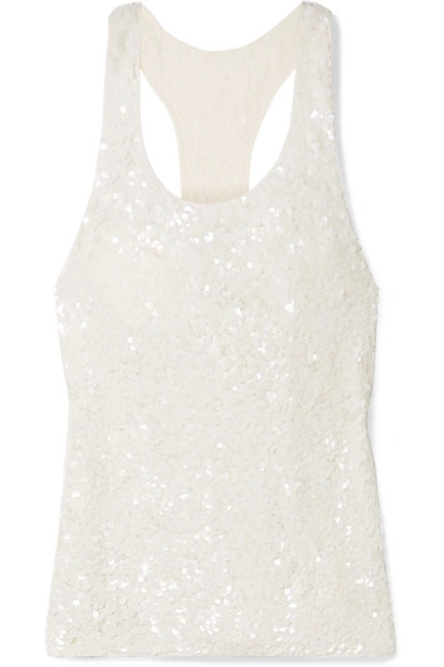 Ashish Sequined Georgette Tank In White
