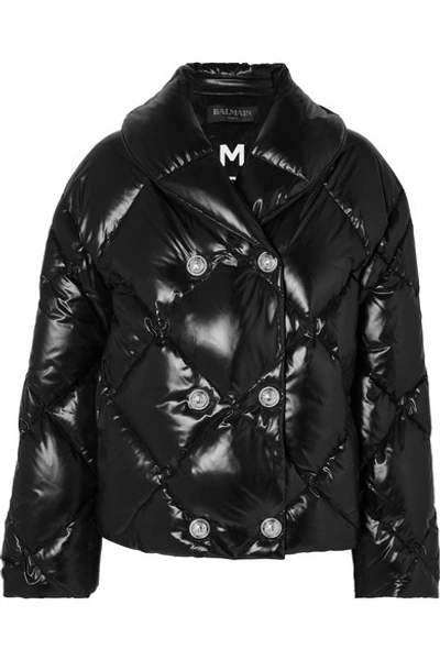 Balmain Button-embellished Quilted Shell Puffer Jacket In Black