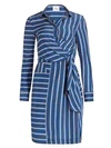 AKRIS PUNTO Striped Silk Wrap Dress