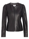 Akris Punto Perforated Mini Ruffle Leather Jacket In Black