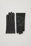 Cos Gathered Leather-cashmere Gloves In Black