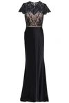 CATHERINE DEANE LACE-PANELED COTTON-BLEND SATIN GOWN,3074457345620887772