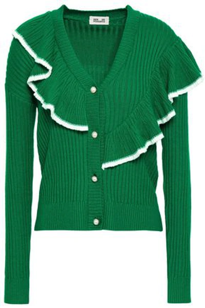 Baum Und Pferdgarten Woman Ruffled Ribbed-knit Cardigan Multicolor