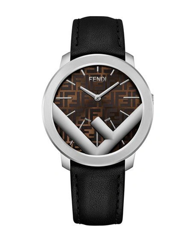 Fendi Men's Run Away Ff-motif Analog Leather Watch In Brown
