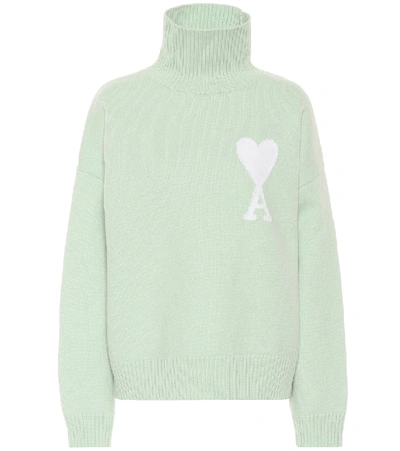 Ami Alexandre Mattiussi Merino Wool Turtleneck Sweater In Green