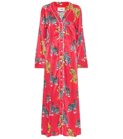 Kirin Haetae Viscose Pyjama Dress In Red