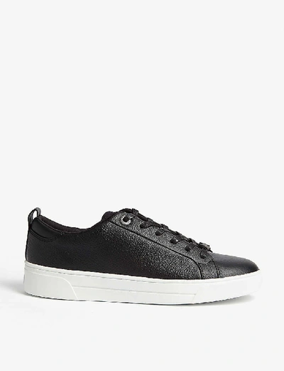 Ted Baker Women's Ruffle Trim Tennis Sneakers In Black Leather