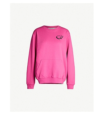 Off-white Markers Logo-print Cotton-jersey Sweatshirt In Pink