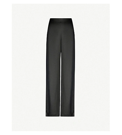 Theory Wide Leg Satin-crepe Trousers In Black