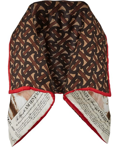 Burberry Silk Scarf In Bridle Brown