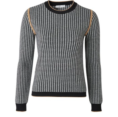 Max Mara Colle Houndstooth Jacquard Wool & Cashmere Pullover In White