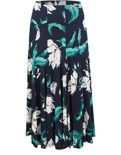 Erdem Vesper Floral Jersey Skirt In Leighton Tulip