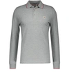 Moncler Tipped Long Sleeve Pique Polo In Grey