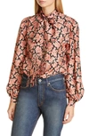 MARC JACOBS PAISLEY PRINT SILK BLOUSE WITH REMOVABLE TIE,W2190225