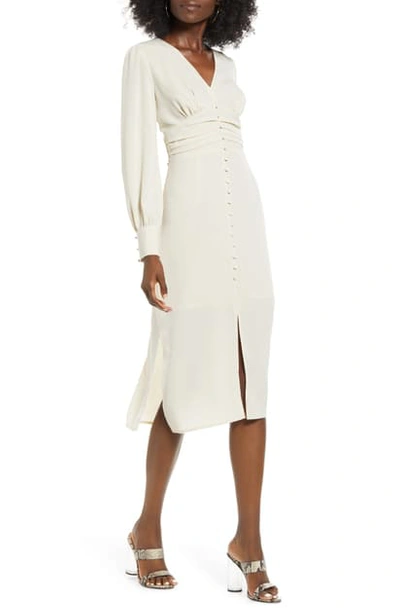 Joa V-neck Midi Dress In Cream