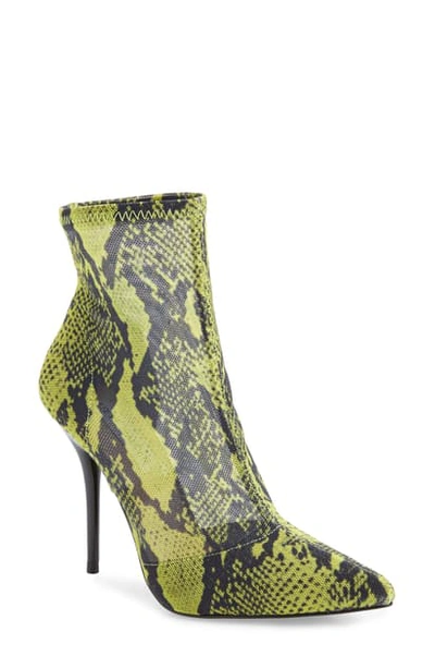 Steve Madden Dalen Mesh Bootie In Green Snake Print