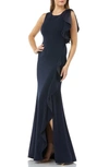 Carmen Marc Valvo Infusion Ruffle Gown In Midnight