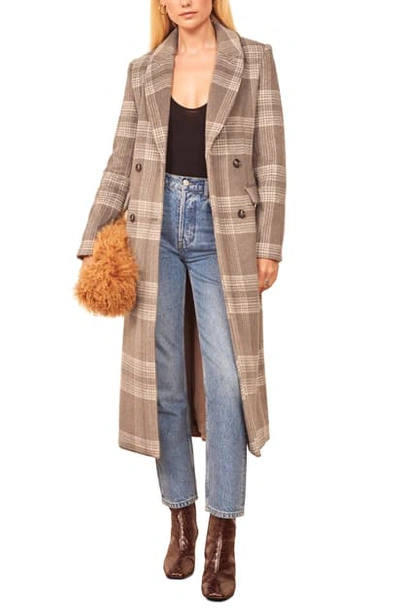 Reformation York Coat In Brown Check