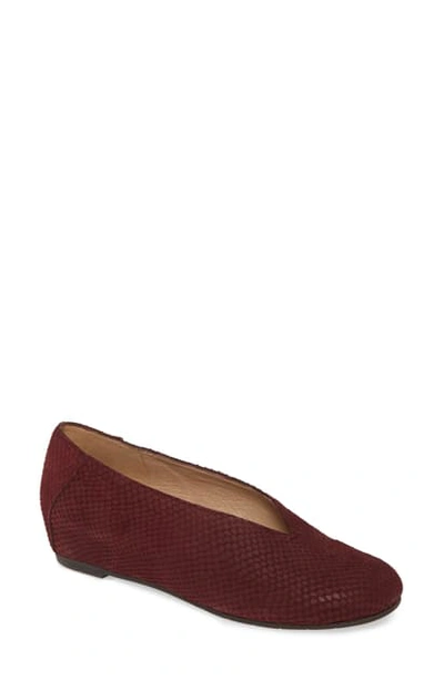 Eileen Fisher Patch Flat In Burgundy Nubuck Leather
