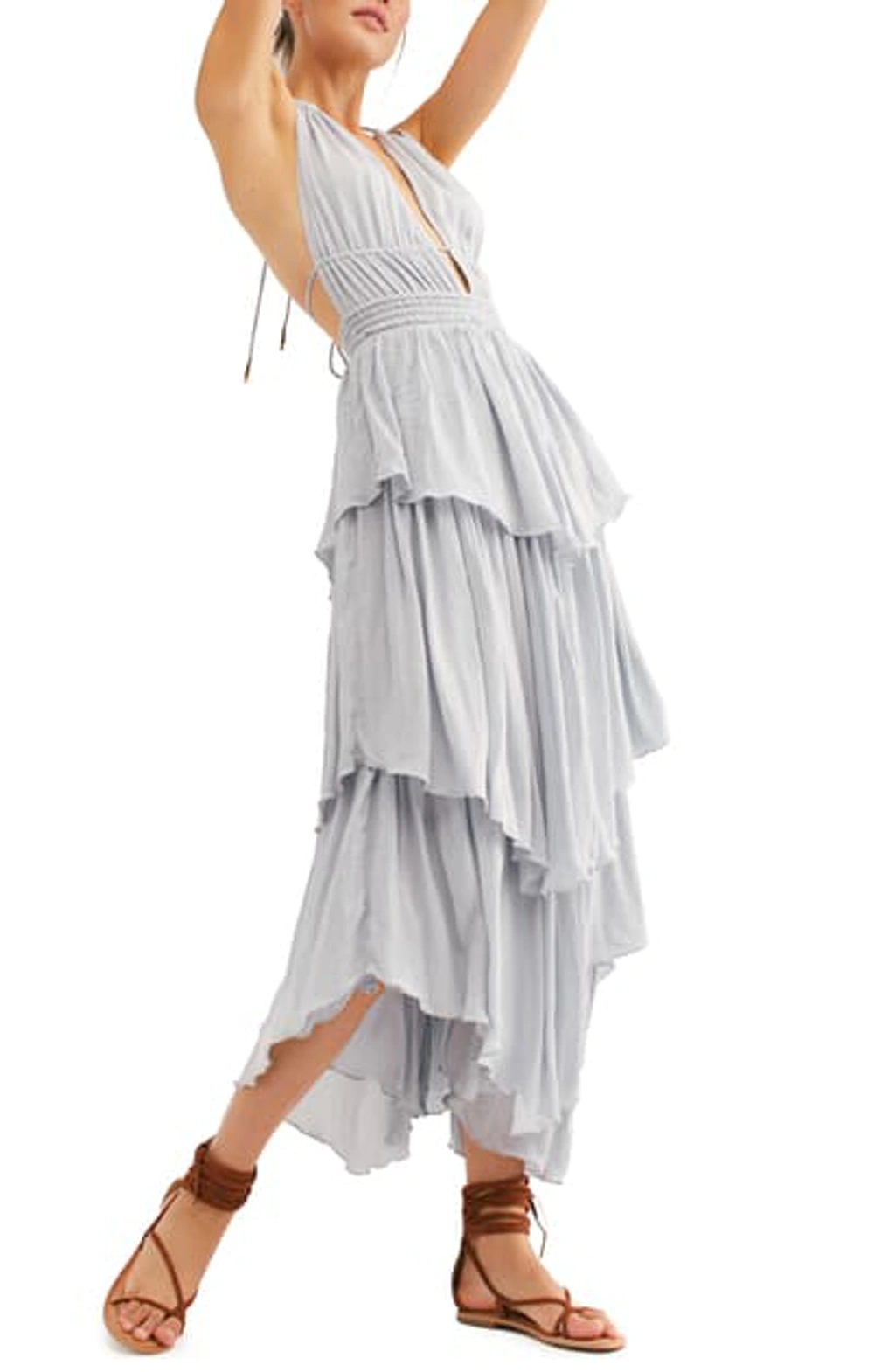 knee length dresses for ladies FREE PEOPLE Maxi BLUEBELL Patchwork Tiered Dress