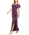 ADRIANNA PAPELL FLOUNCE CREPE GOWN