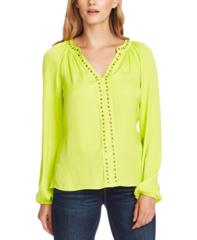 Vince Camuto Studded Blouson-sleeve Top In Lime Chrome