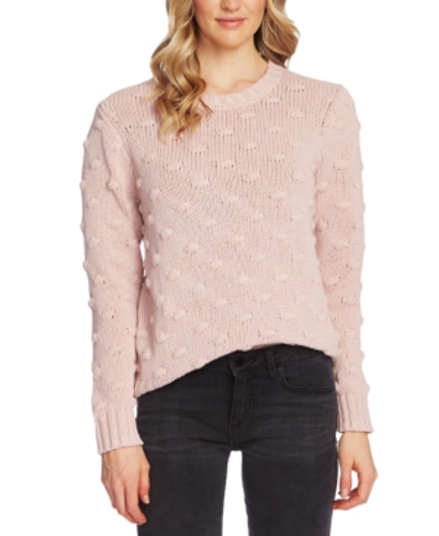 Vince Camuto Petite Cotton Popcorn Sweater In Soft Pink