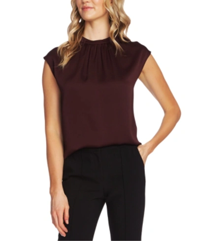 Vince Camuto Shirred Cap-sleeve Top In Port