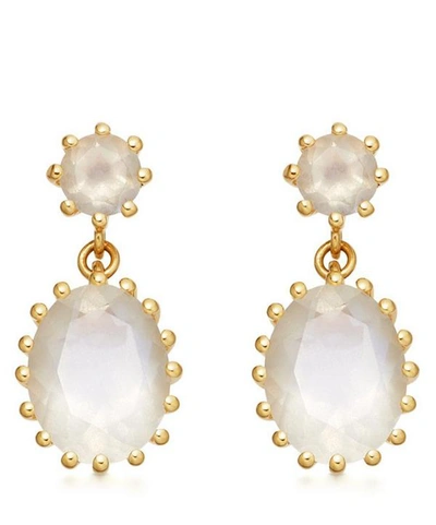 Astley Clarke Gold Plated Vermeil Silver Linia Rainbow Moonstone Drop Earrings