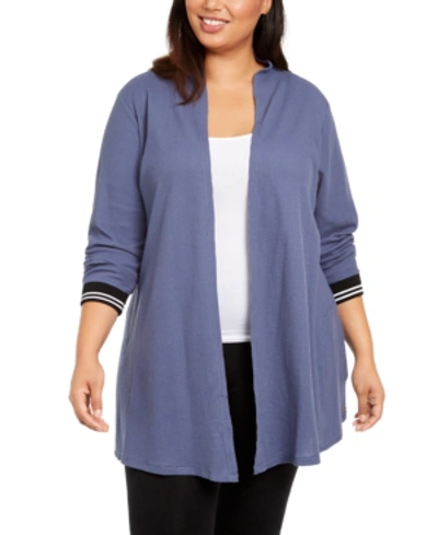 Calvin Klein Performance Plus Size Open-front Cardigan In Graphite