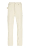 BOTTEGA VENETA WHITE COTTON STRAIGHT-LEG PANTS,724455