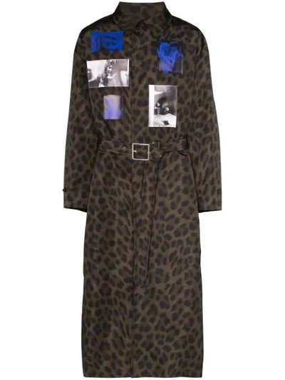 Raf Simons Animalier Leopard-print Belted Technical Coat In Green: