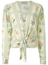 ADRIANA DEGREAS PRINTED TIE KNOT SHIRT