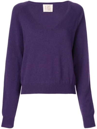 A Shirt Thing V Neck Jumper In Purple