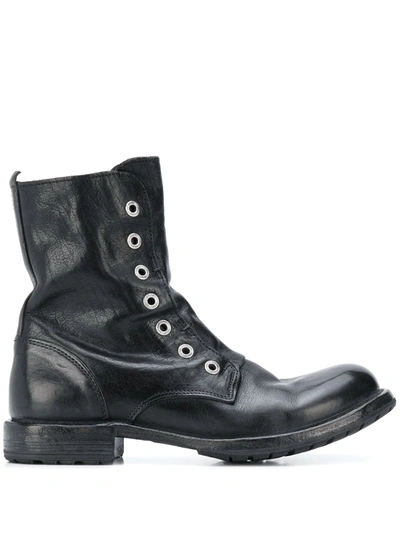 Moma Combat Ankle Boots In Black
