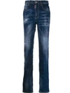 Dsquared2 Distressed Straight Leg Jeans In Blue