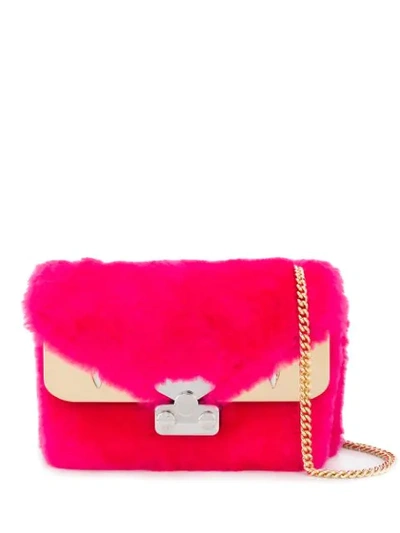 Fendi Bag Bugs Goat-fur Shoulder Bag In Pink